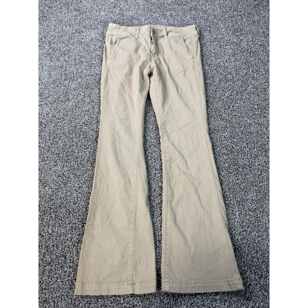 American Eagle Kick Boot Chino Pants Women's Size 8 Beige Baggy